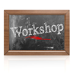 Image showing Workshop text written on blackboard
