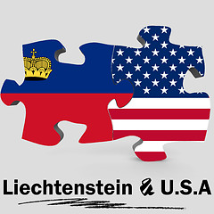 Image showing USA and Liechtenstein flags in puzzle 