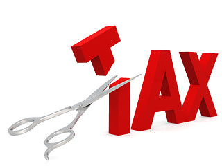 Image showing Cut tax with scissor isolated on white