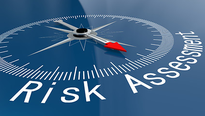 Image showing Blue compass with Risk Assessment word