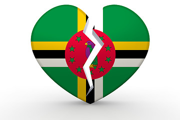 Image showing Broken white heart shape with Dominica flag