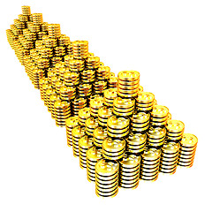 Image showing pyramid from the golden coins. 3d illustration