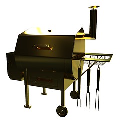 Image showing Gold BBQ Grill. 3d illustration