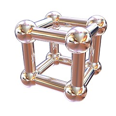 Image showing Structural chemical formula and model of molecule, 3d object ill