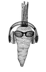 Image showing carrot with sun glass and headphones front \