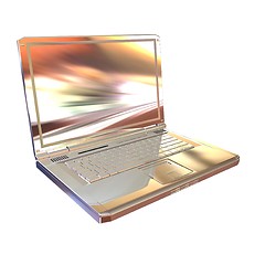 Image showing Chrome, metallic laptop isolated on white background. 3d illustr