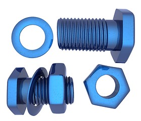 Image showing Screws and nuts set. 3d illustration