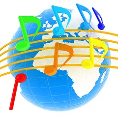 Image showing music notes  background. 3D illustration