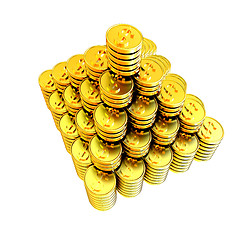 Image showing pyramid from the golden coins. 3d illustration