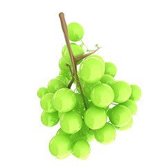 Image showing Healthy fruits Green wine grapes isolated white background. Bunc