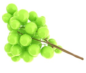 Image showing Healthy fruits Green wine grapes isolated white background. Bunc