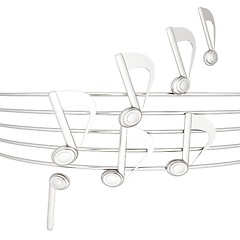 Image showing music notes  background. 3D illustration