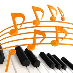 Image showing music notes  background. 3D illustration