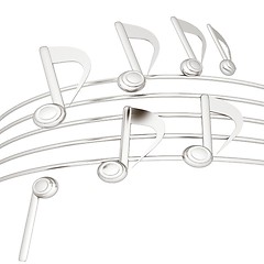 Image showing music notes  background. 3D illustration