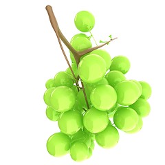 Image showing Healthy fruits Green wine grapes isolated white background. Bunc