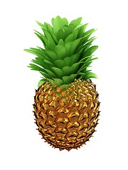 Image showing Pineapple in gold isolated on white background. 3d illustration