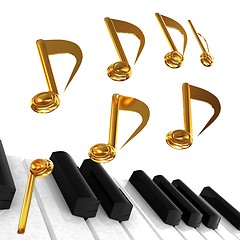 Image showing music notes  background. 3D illustration