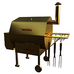 Image showing Gold BBQ Grill. 3d illustration