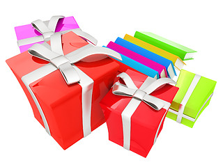 Image showing Gifts and books. 3d illustration