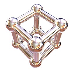 Image showing Structural chemical formula and model of molecule, 3d object ill