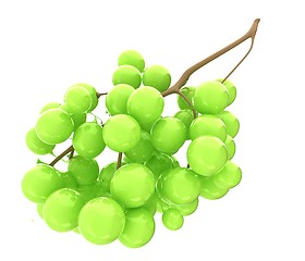 Image showing Healthy fruits Green wine grapes isolated white background. Bunc