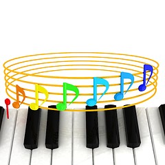 Image showing music notes  background. 3D illustration