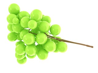 Image showing Healthy fruits Green wine grapes isolated white background. Bunc