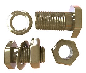 Image showing Screws and nuts set. 3d illustration