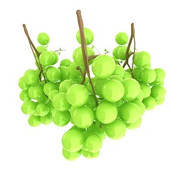 Image showing Healthy fruits Green wine grapes isolated white background. Bunc