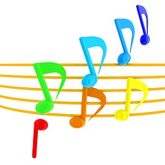 Image showing music notes  background. 3D illustration