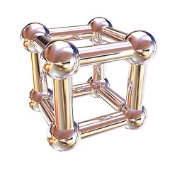 Image showing Structural chemical formula and model of molecule, 3d object ill