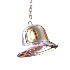 Image showing Shiny metal bell isolated on white background. 3d illustration