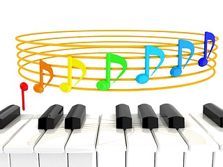 Image showing music notes  background. 3D illustration