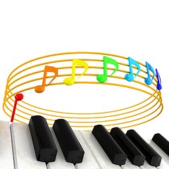 Image showing music notes  background. 3D illustration