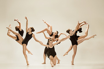 Image showing The group of modern ballet dancers