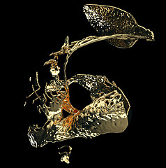 Image showing Melted gold or oil splashes isolated on black