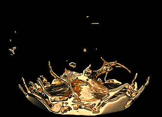 Image showing Liquid gold or oil splashes isolated on black