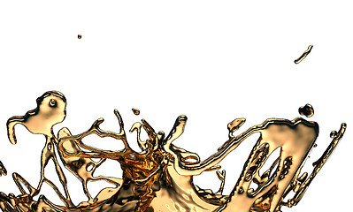 Image showing Liquid gold or oil splashes isolated on white