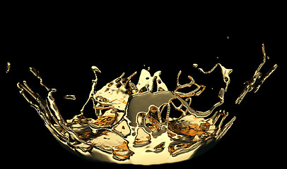 Image showing Melted gold or oil splashes isolated on black