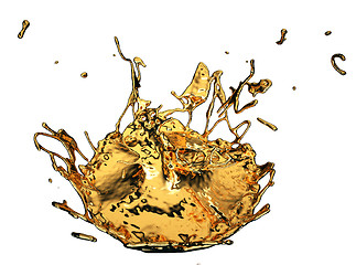 Image showing Liquid gold or oil splashes isolated on white