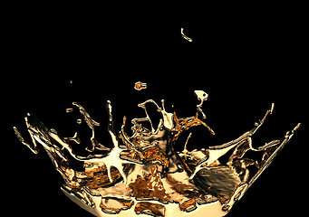 Image showing Melted gold or oil splashes isolated on black