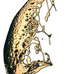 Image showing Melted gold or oil splashes isolated on white