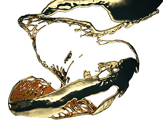 Image showing Melted gold or oil splashes isolated on white