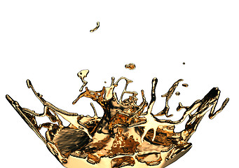 Image showing Liquid gold or oil splatter and splashes isolated on white