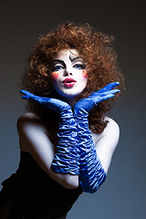 Image showing woman mime with theatrical makeup