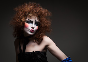 Image showing woman mime with theatrical makeup