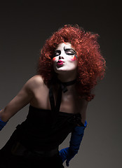 Image showing Woman mime with theatrical makeup