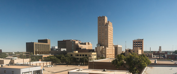 Image showing Fall Afternoon Blue Sky Lubbock Texas Downtown City Skyline