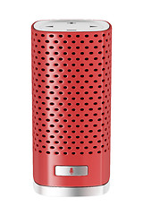Image showing Red smart speaker isolated on white