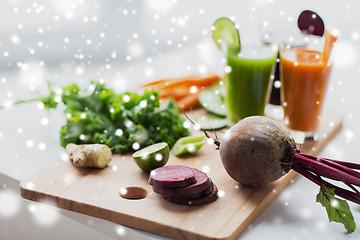 Image showing glasses with different vegetable fresh juices